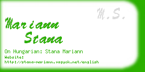mariann stana business card